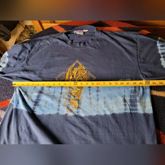 Y2K Dragon T Shirt Mens XL Long Sleeve Northcrest Blue Tie Dye Graphic Print - Picture 7 of 8
